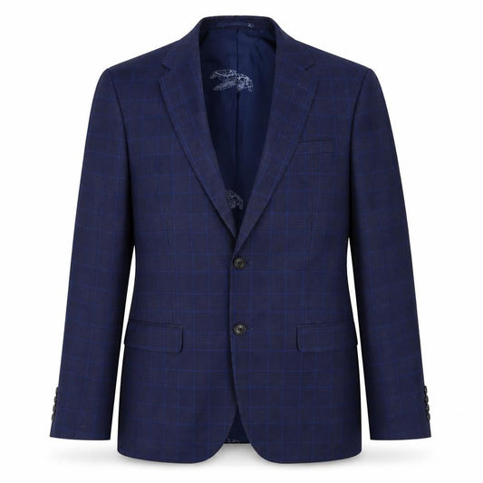 Moss London Men's Blue Slim Fit Checked Blazer 40L