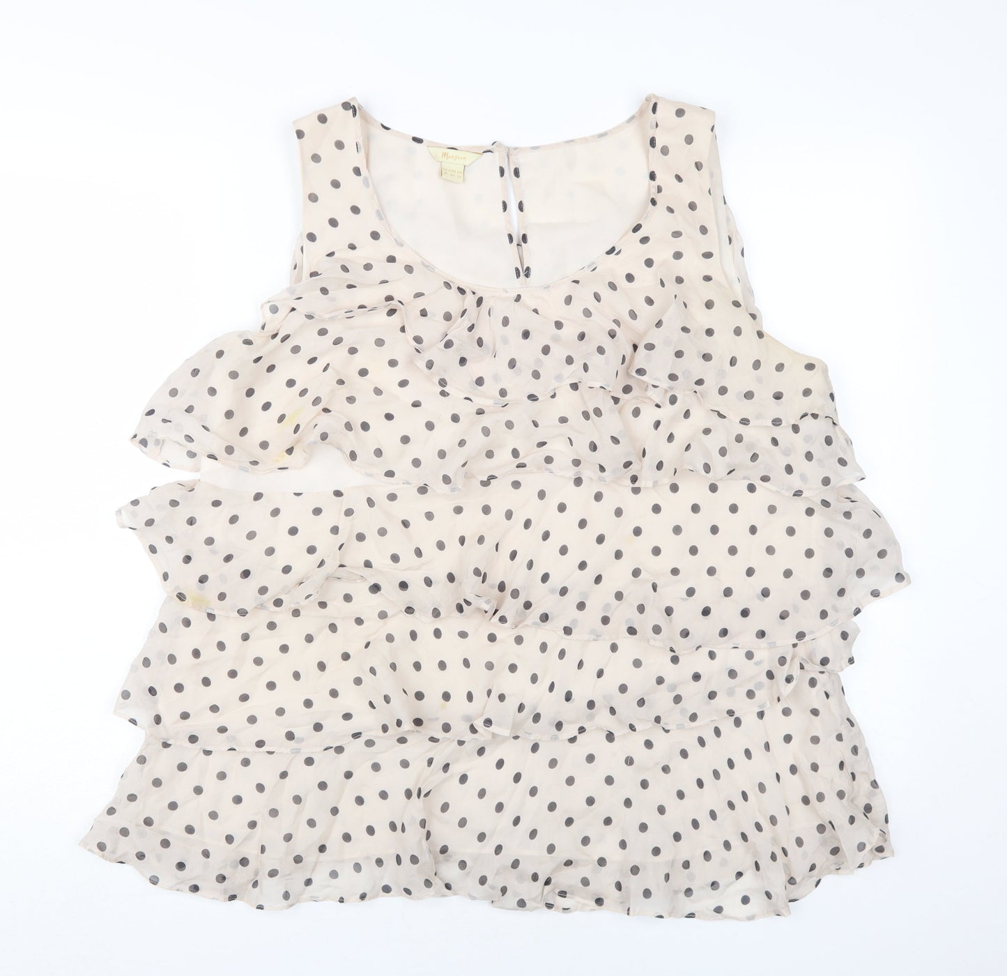 Monsoon Women Beige Polka Dot Silk Camisole Blouse