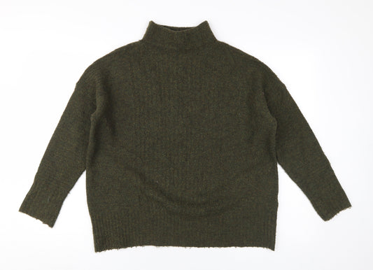 Warehouse Women's Green Mock Neck Jumper Size 12