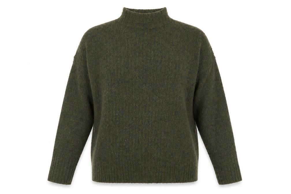 Warehouse Women's Green Mock Neck Jumper Size 12