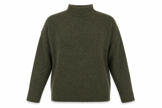 Warehouse Women's Green Mock Neck Jumper Size 12