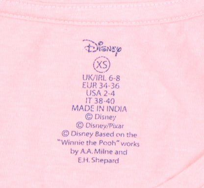 Preloved Disney Women's Pink XS Stitch T-Shirt - Detail