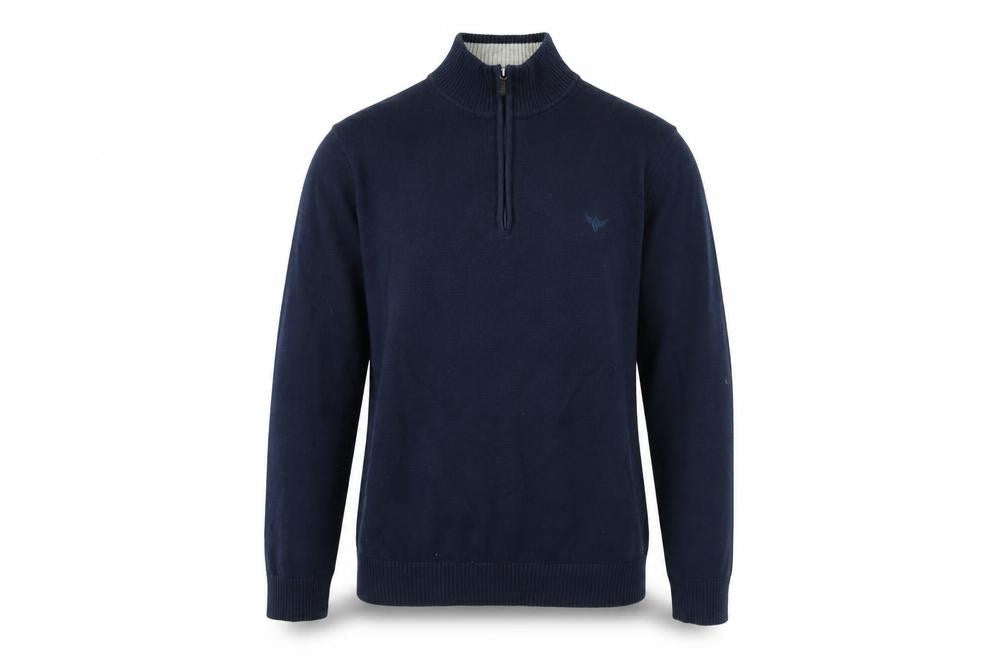 Morley Men's Blue 1/2 Zip Cotton Jumper M