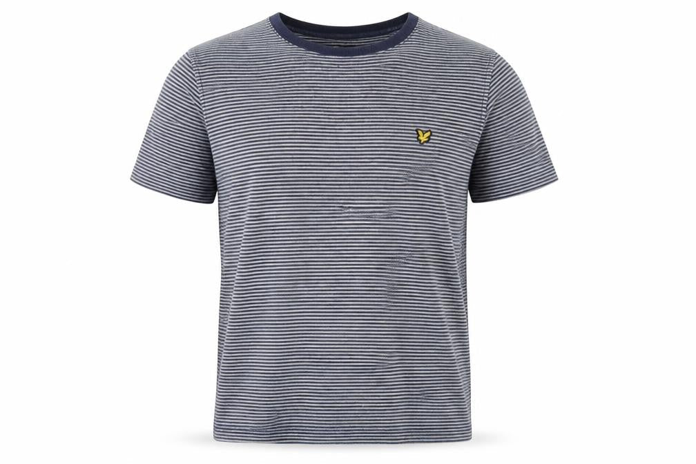 Lyle & Scott Men's Grey Striped Crew Neck Cotton T-Shirt M