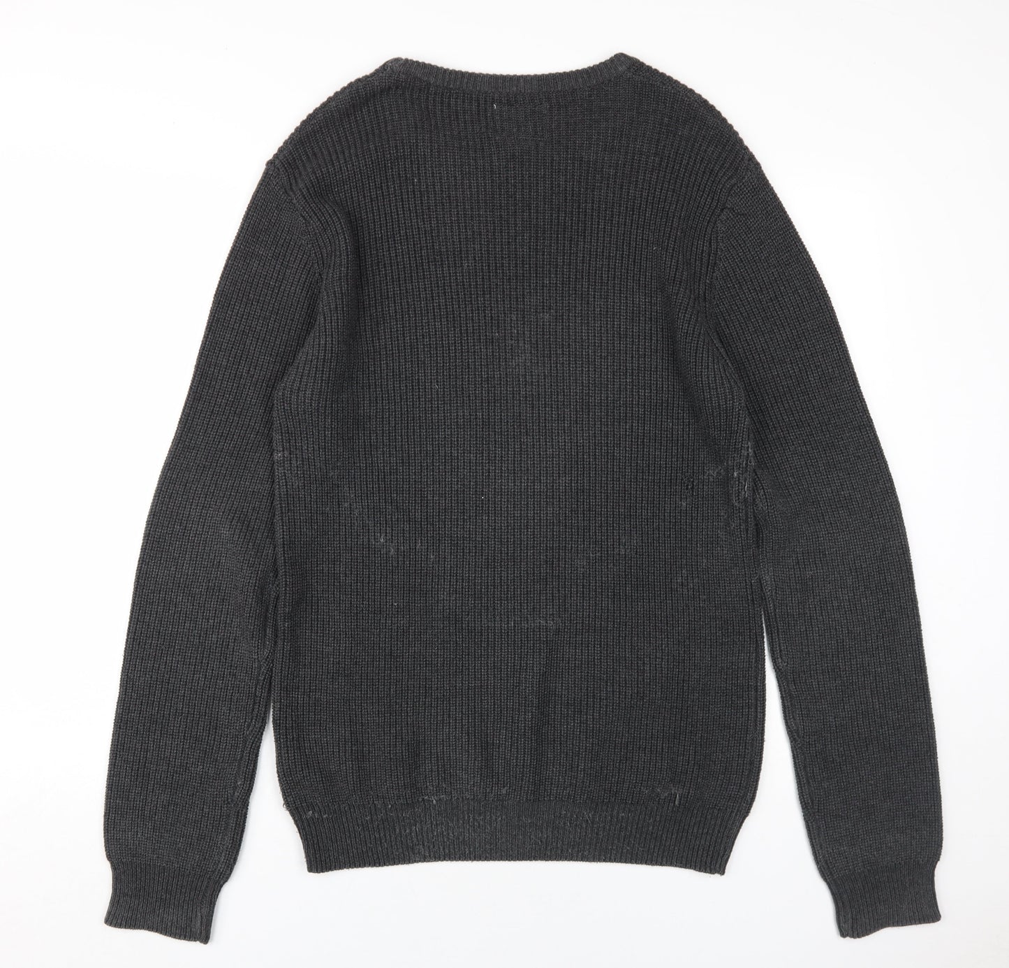 Rebel Men's Black Pullover Jumper - Medium, Cotton Blend