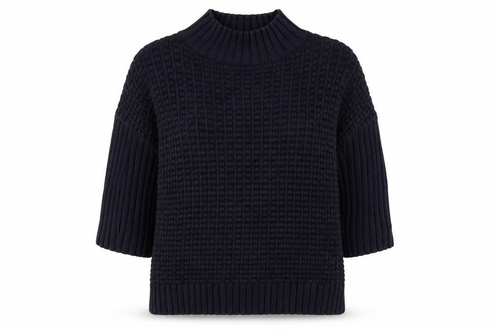 French Connection Women's Black XS Waffle Knit Jumper