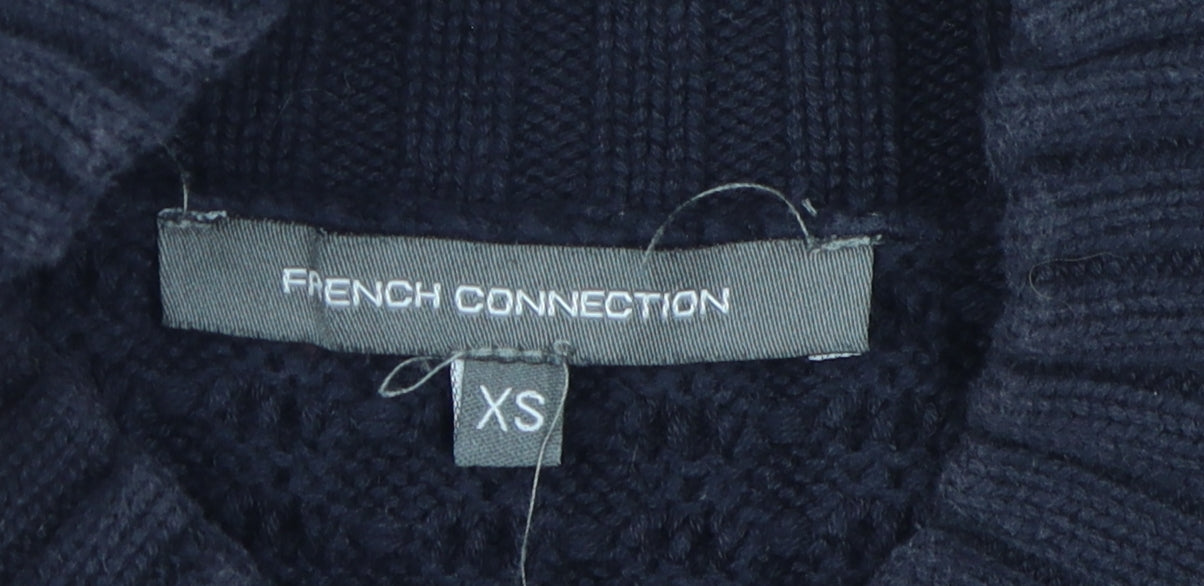 French Connection Women's Black XS Waffle Knit Jumper
