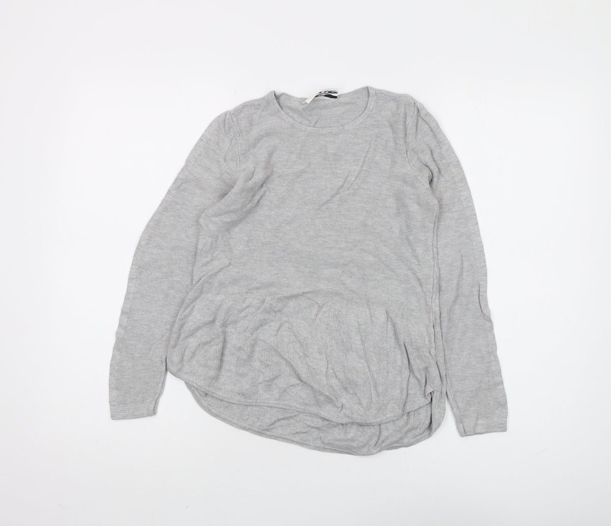 Additional front view of DECJUBA KIDS girls’ grey long sleeve crew neck t-shirt