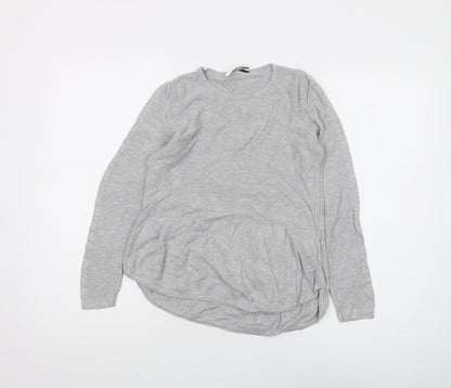 Additional front view of DECJUBA KIDS girls’ grey long sleeve crew neck t-shirt