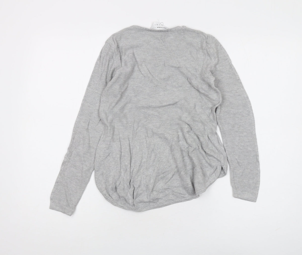 Back view of DECJUBA KIDS girls’ grey long sleeve crew neck t-shirt