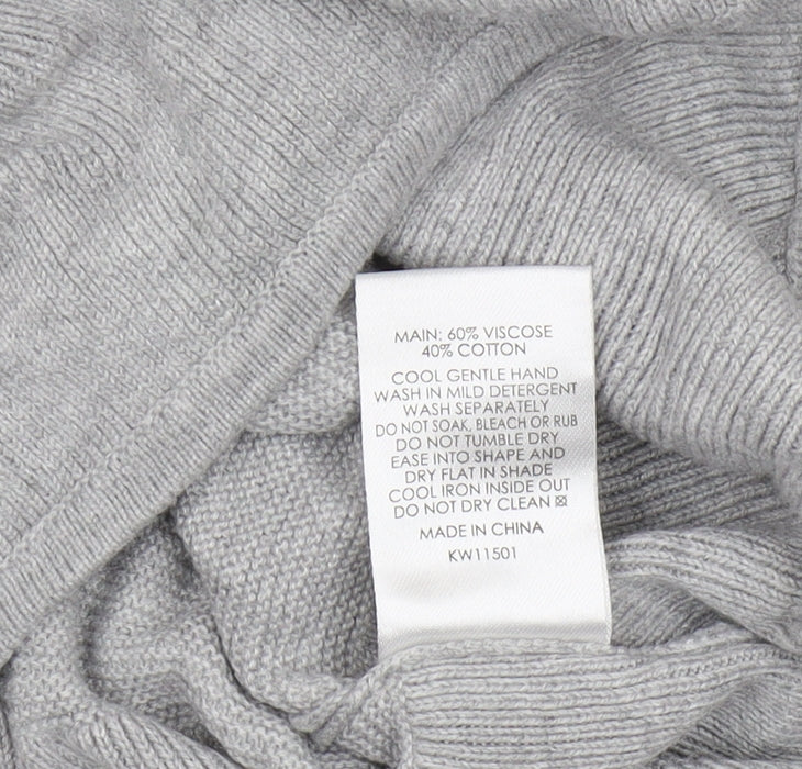 Brand and care label for DECJUBA KIDS girls’ grey long sleeve crew neck t-shirt