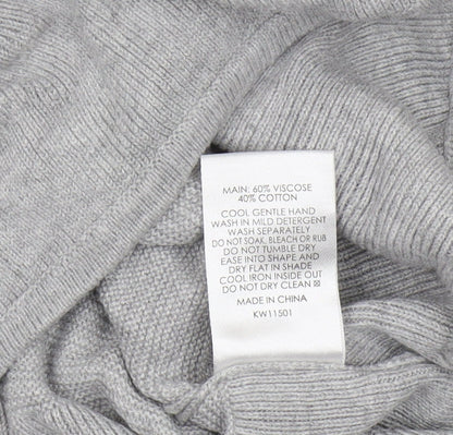 Brand and care label for DECJUBA KIDS girls’ grey long sleeve crew neck t-shirt