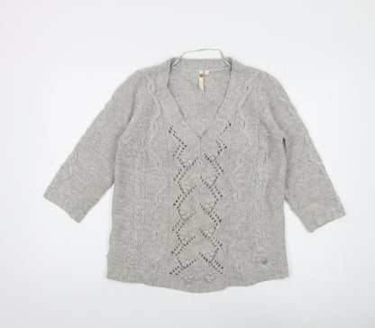 White Stuff Women’s Grey Cable-Knit Jumper Size 12