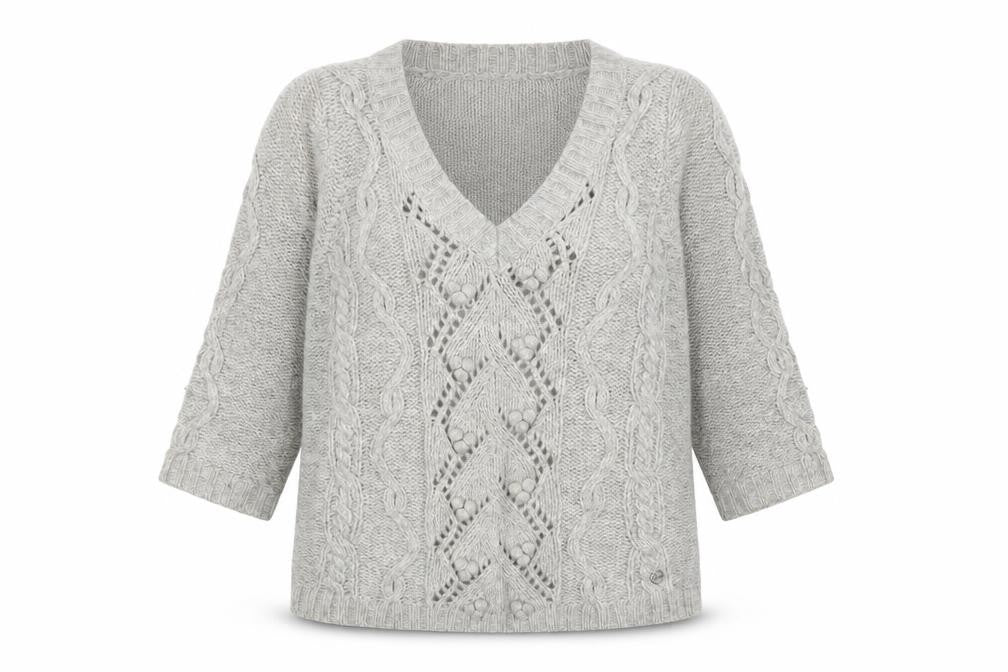 White Stuff Women’s Grey Cable-Knit Jumper Size 12