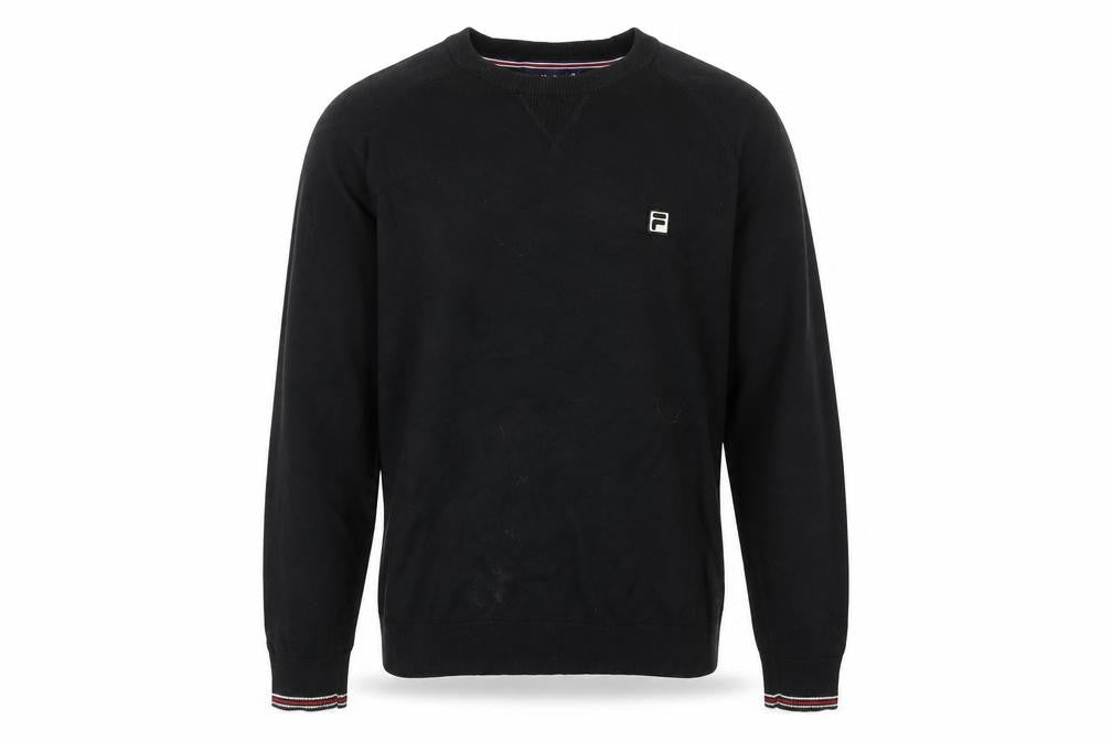 Fila Men's Black Pullover Jumper, Size M, Crew Neck