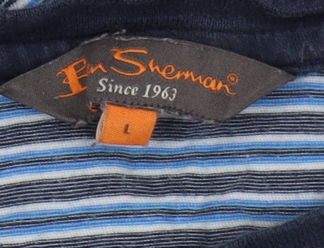 Ben Sherman Men's Blue Striped T-shirt, size Large.