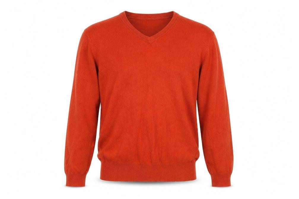 Gap Men's Orange Cotton V-Neck Pullover Jumper M