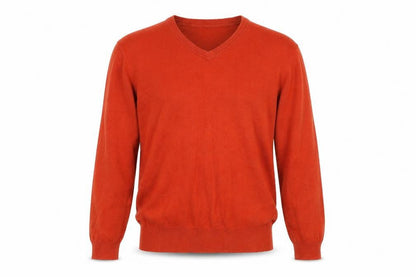 Gap Men's Orange Cotton V-Neck Pullover Jumper M