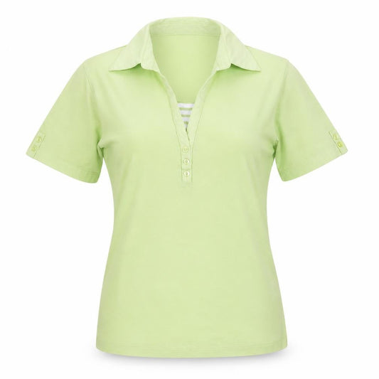 First Avenue Women's Green Polo Shirt, Size S, Cotton Blend