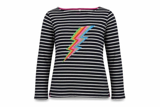Boden Women’s Black Striped Cotton T-Shirt, Size 6