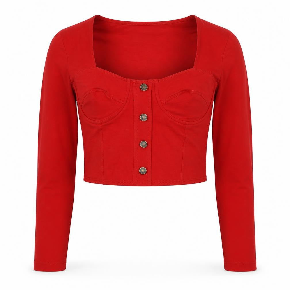 Blue Star Women's Red Cropped Blouse, Size 12, Stylish Design