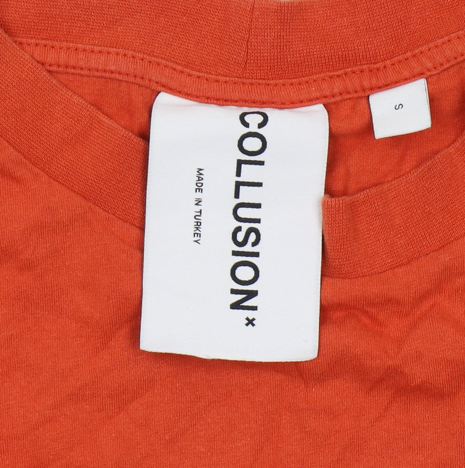 Collusion Men's Orange Cotton Crew Neck T-Shirt S