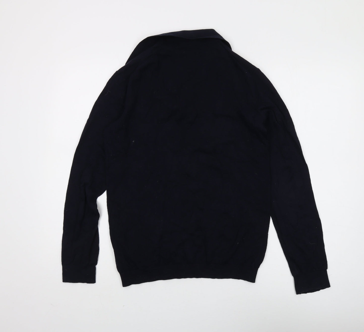 Gutteridge Men's Black Collared Jumper Cotton Cashmere S