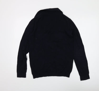 Gutteridge Men's Black Collared Jumper Cotton Cashmere S