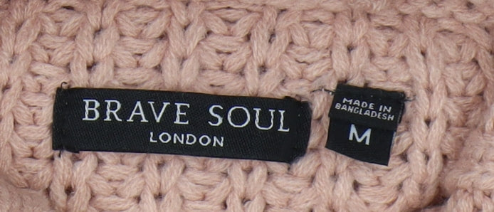 Brave Soul Women's Pink Roll Neck Jumper M