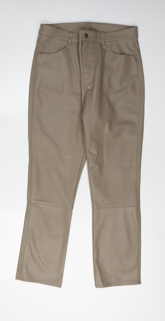 H&M Women's Beige Straight Trousers Size 14