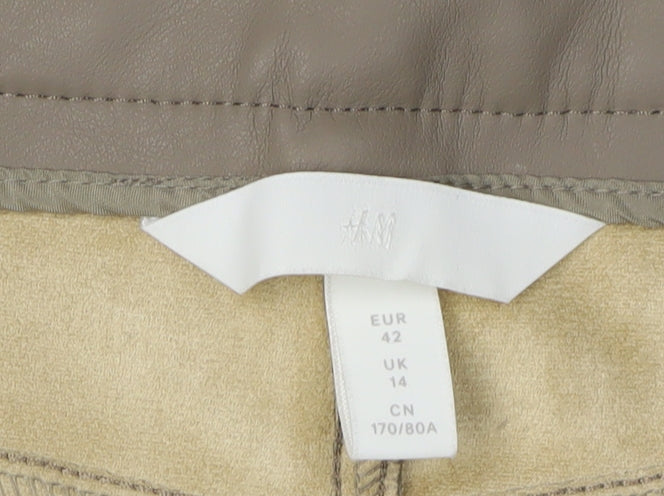 H&M Women's Beige Straight Trousers Size 14