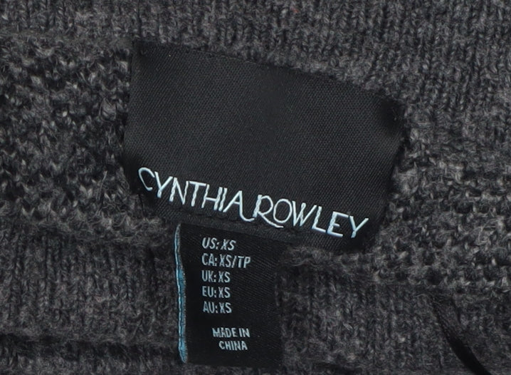 Cynthia Rowley Women’s XS Grey Leopard Roll Neck Jumper