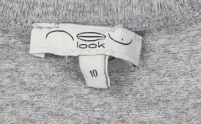 New Look Grey Jersey Blouse Women Size 10 Studded Accent