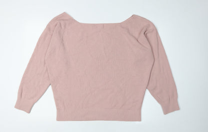 Nasty Gal Women's Pink Boat Neck Pullover Jumper L