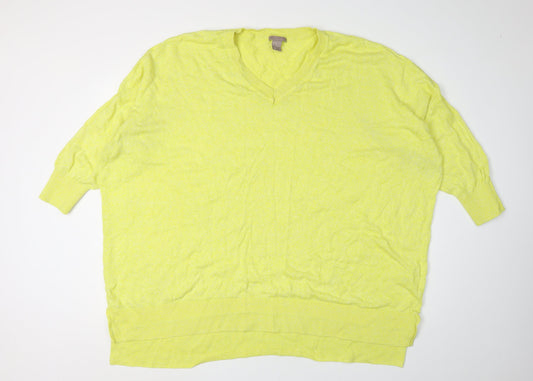 H&M Women's Yellow V-Neck Pullover Jumper, 3XL