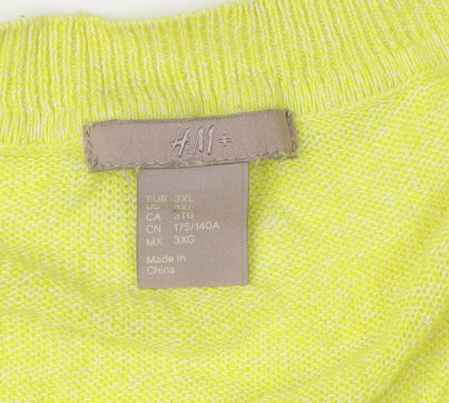 H&M Women's Yellow V-Neck Pullover Jumper, 3XL