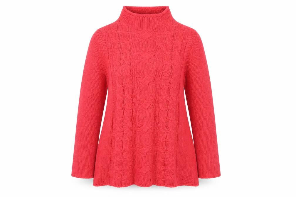 Gina Tricot Women's Red Cable-Knit Jumper, L
