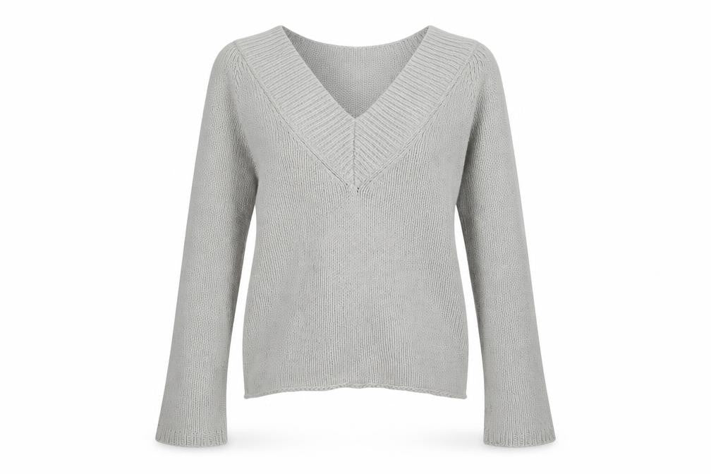 BY MNG Women's Grey V-Neck Pullover Jumper, Size 12