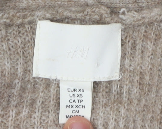 H&M Women's Beige Cardigan XS, Casual Knit Jumper