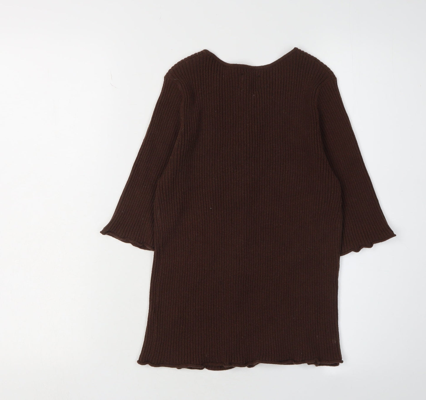 ASOS Women's Brown Cardigan Size 12 3/4 Sleeve Chunky-Knit