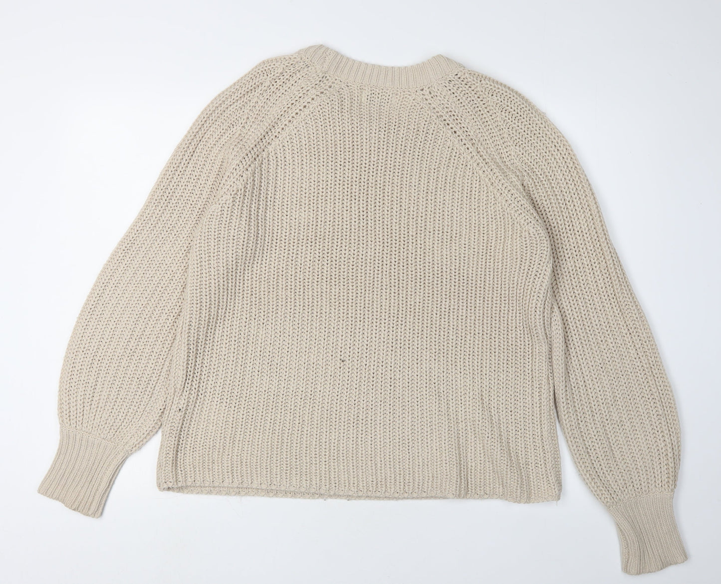 Only Women's Beige Crew Neck Knitted Pullover Jumper L