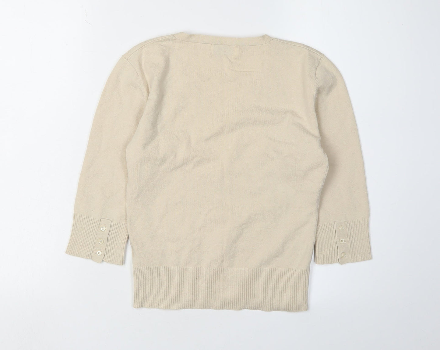 Topshop Women's Beige V-Neck Basic Sweater Size 12