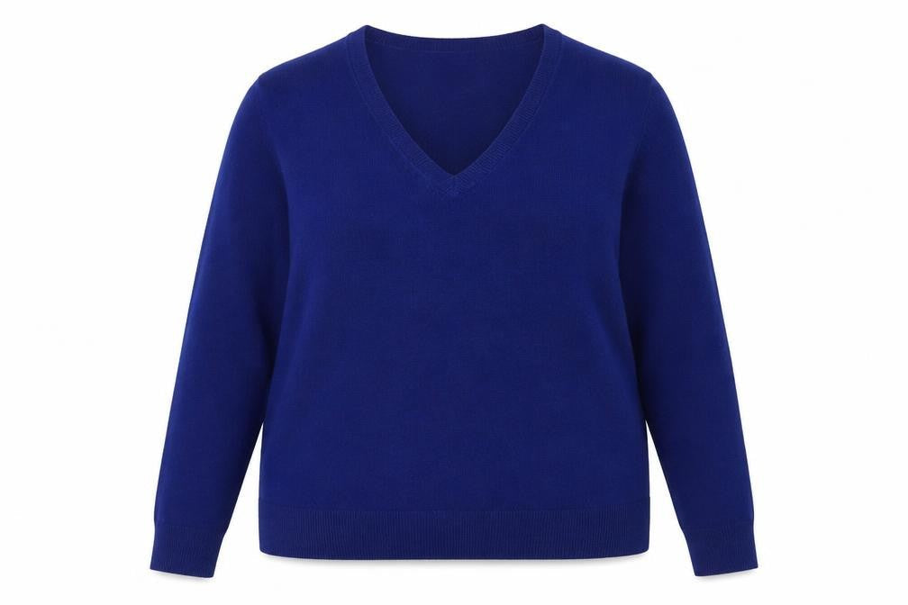Marks & Spencer Women's Blue V-Neck Pullover Jumper
