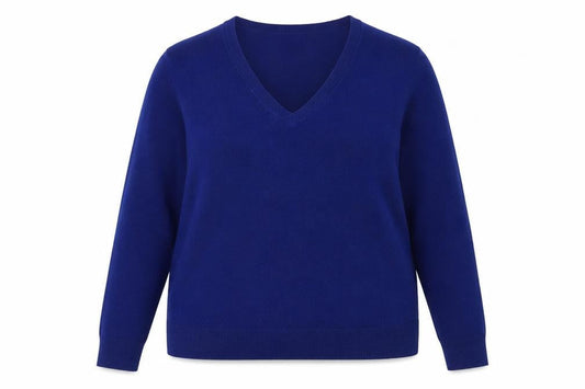 Marks & Spencer Women's Blue V-Neck Pullover Jumper