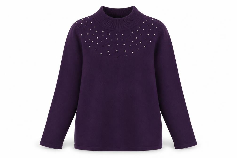Damart Women's Purple High Neck Pullover Jumper L