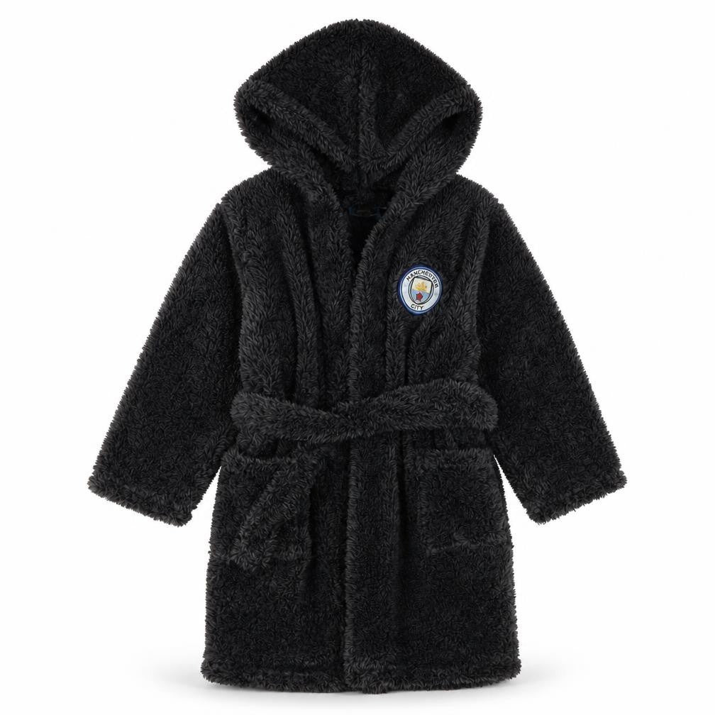 Manchester City Boys Black Robe, Hooded 4-5Y Polyester