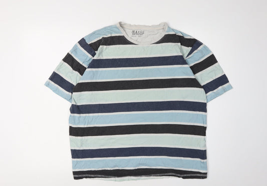 Maine Men's Striped Crew Neck T-Shirt Blue M