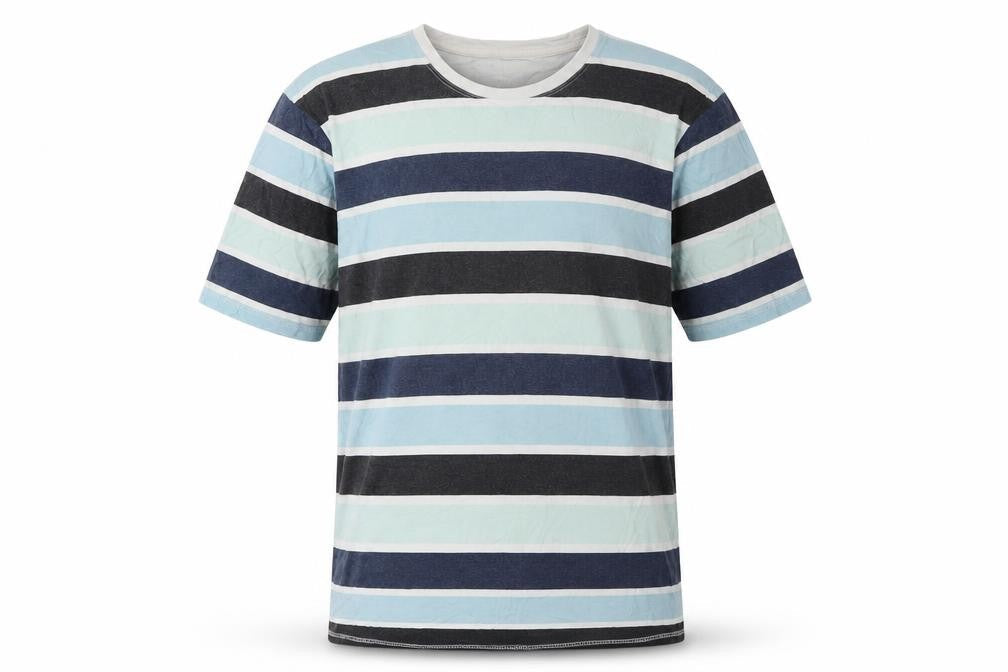 Maine New England Men's Striped Crew Neck T-Shirt Blue M