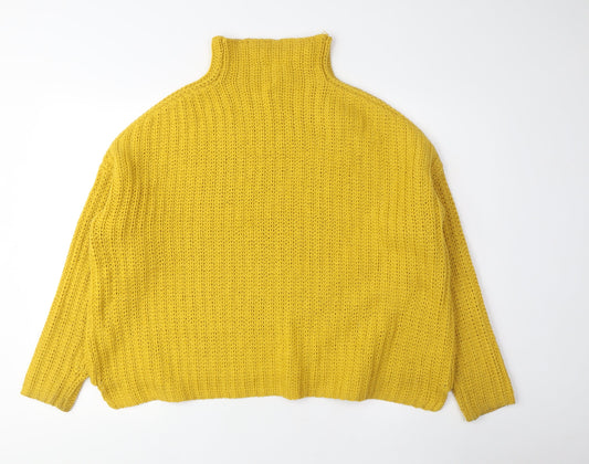 H&M Women Yellow Chunky-Knit Pullover Jumper
