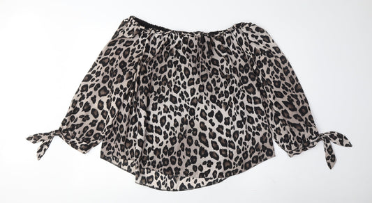 Wallis Women's Off the Shoulder Leopard Blouse Size 18